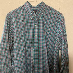 Simple Polo button down nice green and pink plaid.